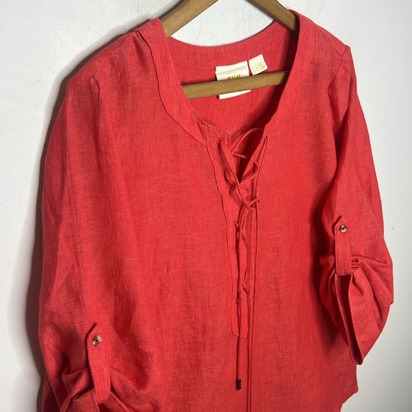 Maeve Anthropologie 100% Linen Lace-Up Blouse Top Size 12 - Picture 3 of 13